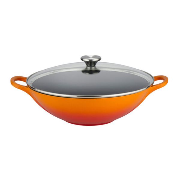 WOK LE CREUSET C/ TAMPA DE VIDRO 32CM SIGNATURE - Laranja 213083209