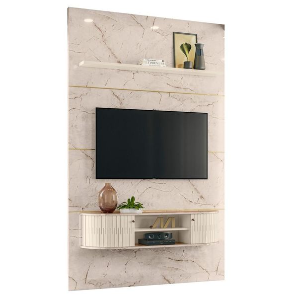 Painel para TV 65 Pol com Bancada Suspensa 154cm Montêz M01 Calacata/Off White - Mpozenato