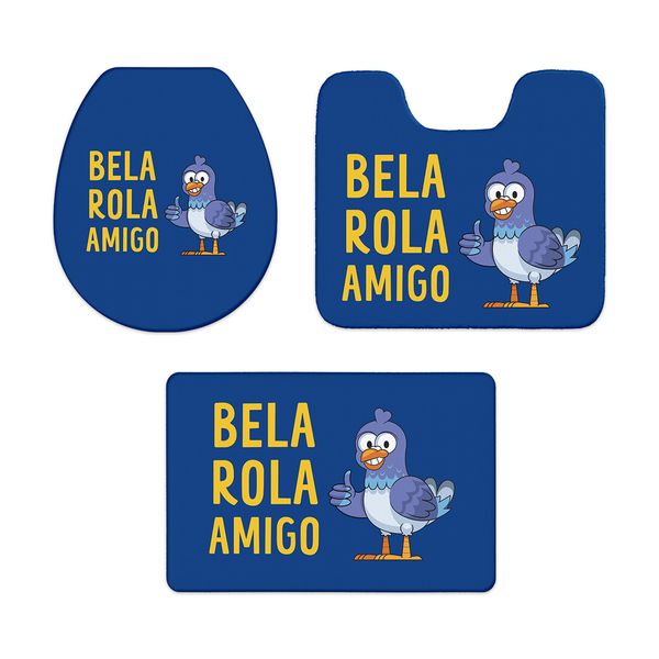 Jogo Tapete Banheiro - Bela Rola - Azul Jogo Tapete Banheiro - Bela Rola - Azul