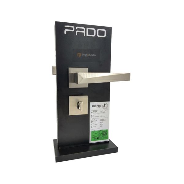 FECHADURA PORTA INTERNA QUARTO SALA PADO ASCOT ESCOVADA ACETINADA 55MM QUADRADA CRA CHAVE GRANDE