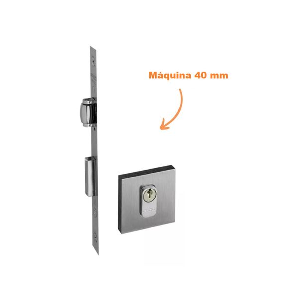 FECHADURA ROLETE PORTA PIVOTANTE PADO ESCOVADA CROMO ACETINADA MÁQUINA 40 MM 453 QUADRADA CRA