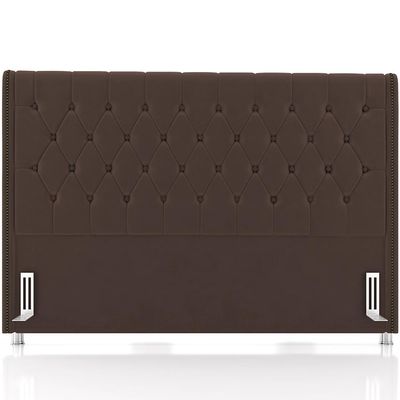 Cabeceira Cama Box Queen 160cm Estofada Frizza P05 Veludo Marrom - Lyam Decor