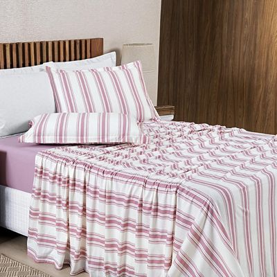 Jogo Cama Lençol Estilo King 100% Algodão 4 Peças - Rosa