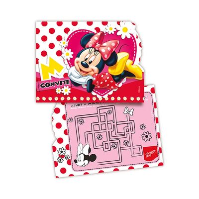 Convite de Aniversário Minnie com 8 Unidades Regina