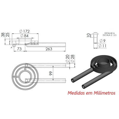 Queimador Duplo Longo Fogão Industrial Ferro Fundido 17,2cm