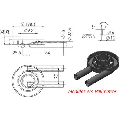 Queimador Econômico Duplo Fogão Industrial de Ferro 14cm