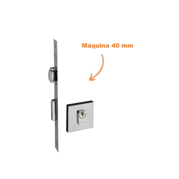 FECHADURA ROLETE PORTA PIVOTANTE PADO CROMADA MÁQUINA 40 MM 453 QUADRADA CR