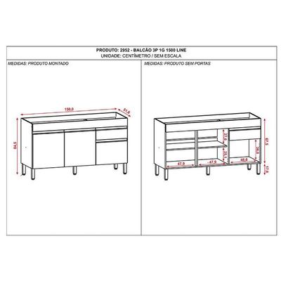 Balcão De Pia Line 150 Cm Supremo - Kits Paraná