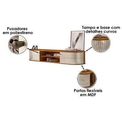Rack Bancada Suspensa Algarve Com Mesa De Centro Indianápolis Cinamomo Off White - Madetec