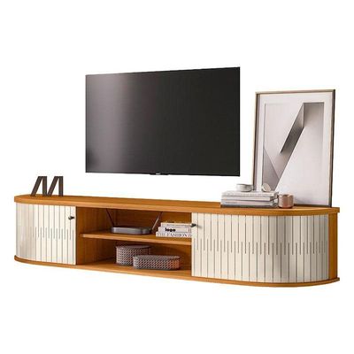 Rack Bancada Suspensa Algarve Com Mesa De Centro Indianápolis Cinamomo Off White - Madetec
