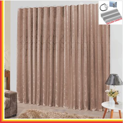 Cortina Tropical em Jacquard 2,00 x 1,70 Para Trilho Comum - Bege