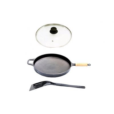 Frigideira Antiaderente Cabo Tampa Vidro 30cm e Espátula