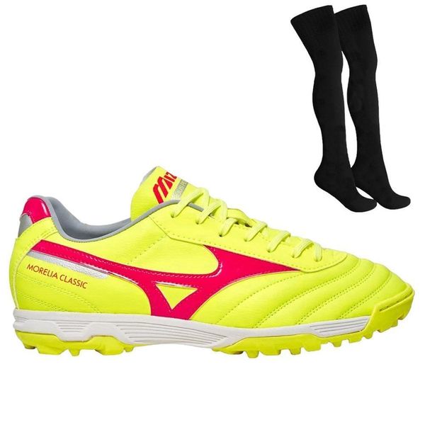 Kit Chuteira Society Mizuno Morelia Classic As + Meião 39 / Amarelo