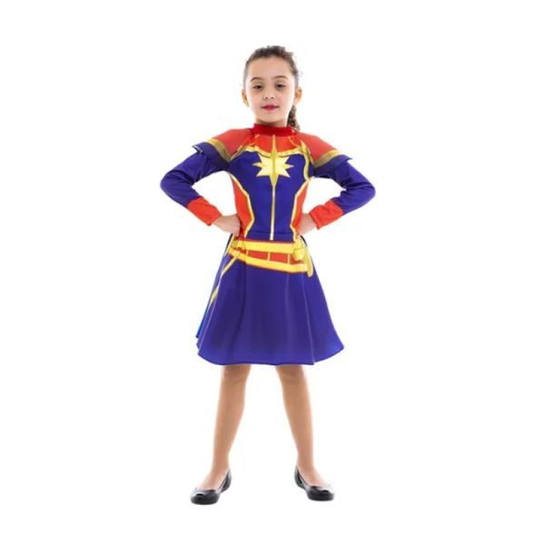 Fantasia Capitã Marvel Vestido Infantil  - Captain Marvel G