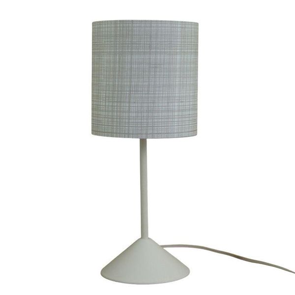 Abajur Pequeno De Mesa Base Plástica E Cúpula Cinza E Branca Abajur Pequeno De Mesa Base Plástica E Cúpula Cinza E Branca