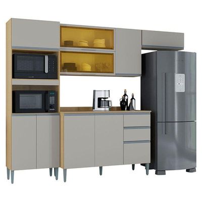 Cozinha Ambiente Aline Balcão Com Tampo Damasco Off White - Poquema