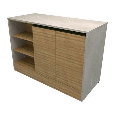 Cozinha Completa Bartira Cristal com 10 Portas, 5 Gavetas, 9 Prateleiras e Bancada Gourmet - 300cm de Largura Lâmina Mel/Nude