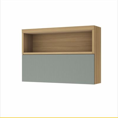 Cozinha Completa Nesher Marquesa com 7 Portas e 6 Gavetas 350cm Nature com Verde