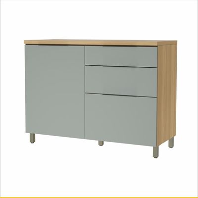 Cozinha Completa Nesher Marquesa com 7 Portas e 6 Gavetas 350cm Nature com Verde