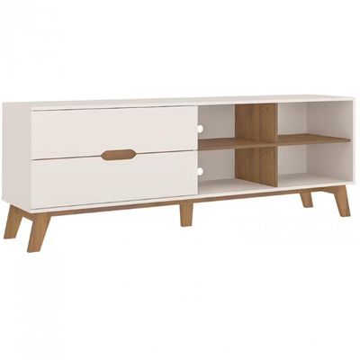 Rack Artely Verona com 180 cm de Largura, 2 Gavetas, Ideal para TV de Até 75 Off White/Pinho