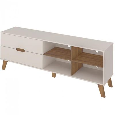 Rack Artely Verona com 180 cm de Largura, 2 Gavetas, Ideal para TV de Até 75 Off White/Pinho