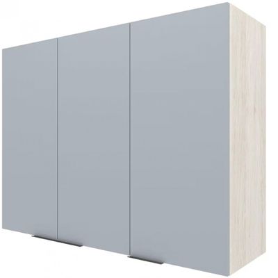 Armário Aéreo Bartira Cristal MDP 15mm com 3 Portas e 3 Prateleiras - 120cm de largura Freixo/Azul Wood