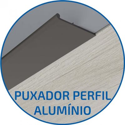 Armário Aéreo Bartira Cristal MDP 15mm com 3 Portas e 3 Prateleiras - 120cm de largura Freixo/Azul Wood