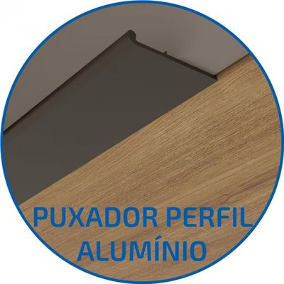 Armário Aéreo Bartira Cristal MDP 15mm com 3 Portas e 3 Prateleiras - 120cm de largura Lâmina Mel/Nude