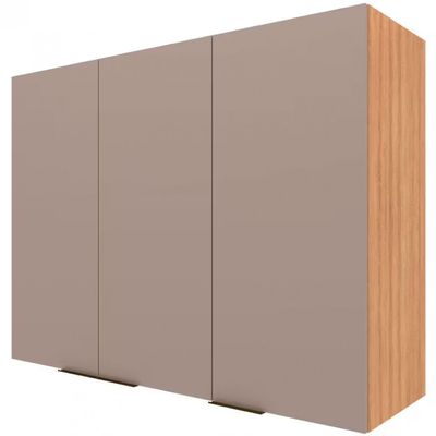 Armário Aéreo Bartira Cristal MDP 15mm com 3 Portas e 3 Prateleiras - 120cm de largura Lâmina Mel/Nude
