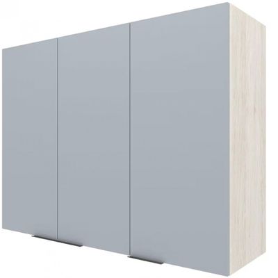 Armário Aéreo Bartira Cristal MDP 15mm com 3 Portas e 3 Prateleiras - 120cm de largura Freixo/Azul Wood