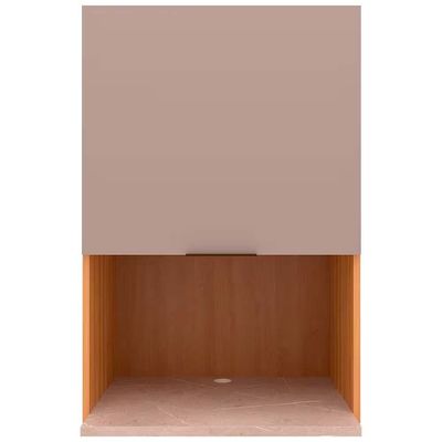 Armário Cristal 1 Porta Basculante Bartira Lâmina Mel/Nude