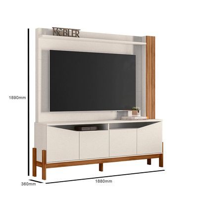 Home para TV até 70 Mobler MDP/MDF Alaska Perola/Cinamomo