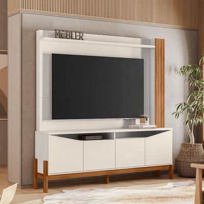 Home para TV até 70 Mobler MDP/MDF Alaska Perola/Cinamomo