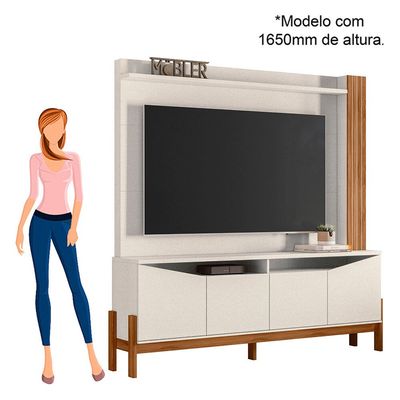 Home para TV até 70 Mobler MDP/MDF Alaska Perola/Cinamomo