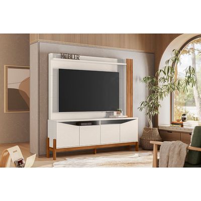 Home para TV até 70 Mobler MDP/MDF Alaska Perola/Cinamomo