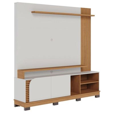 Estante Home Theater Ambiente Jurerê 1.8 Off White Matte Freijó - Colibri