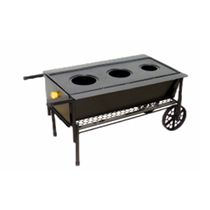 Fogão Churrasqueira Mineiro Chapa 03 Furo Grelha 80x60x38cm