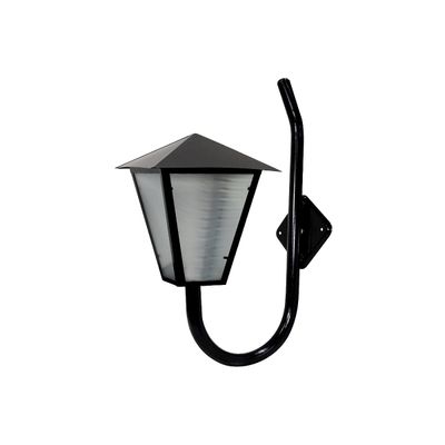 Luminária Romana Braço Curvo Parede Alumínio Preto 56x31cm