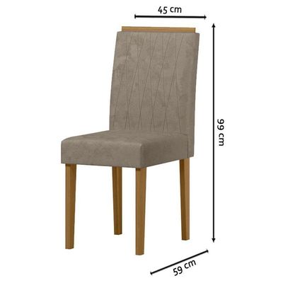 Cadeira Para Mesa De Jantar Ana Kit 2 Peças Ype Camursa Marrom - New Ceval