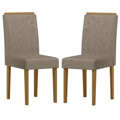 Cadeira Para Mesa De Jantar Ana Kit 2 Peças Ype Camursa Marrom - New Ceval