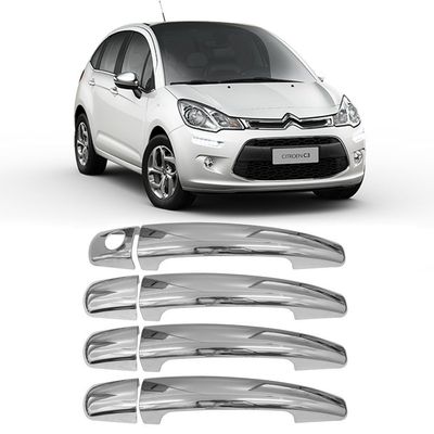 Aplique Cromado Maçaneta Citroen C3 2013/2020 Aircross 2012/2020 Peugeot 208 308 408 4 Portas