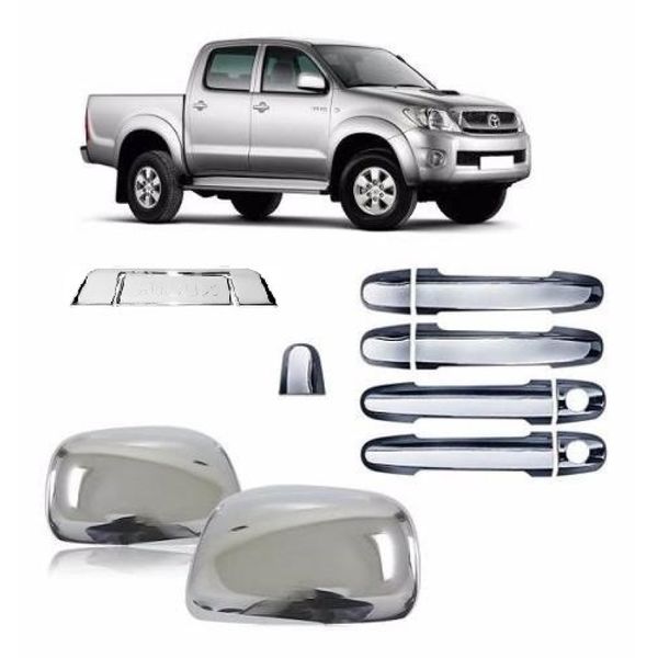 Kit Aplique Cromado Maçaneta Retrovisor Traseira Hilux 2005 Kit Aplique Cromado Maçaneta Retrovisor Traseira Hilux 2005