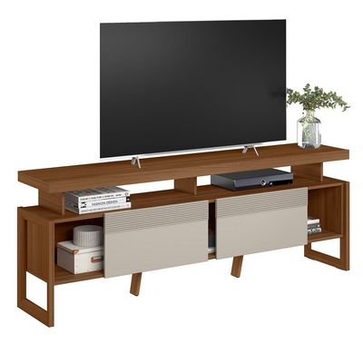 Rack para TV Esmeralda até 60 Polegadas Linea Brasil Jatoba/Offwhite