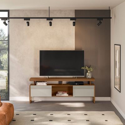 Rack para TV Esmeralda até 60 Polegadas Linea Brasil Jatoba/Offwhite