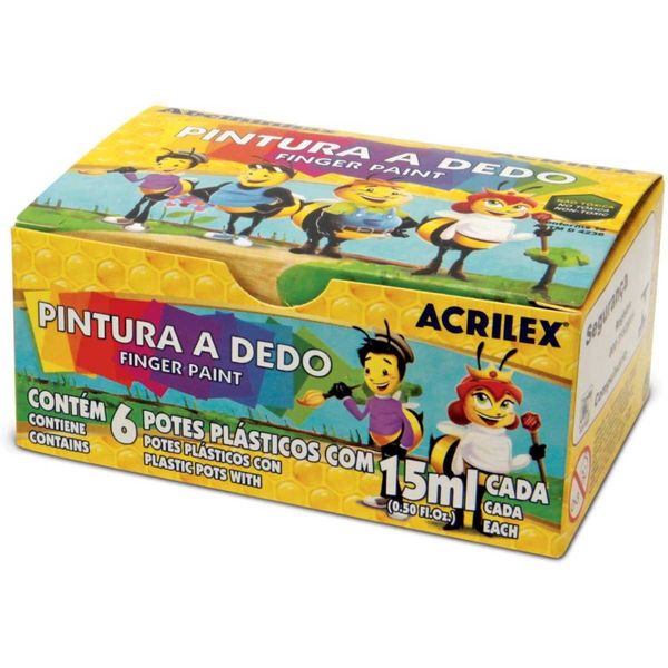 TEMPERA GUACHE PINTURA A DEDO 6 CORES 15ML ACRILEX