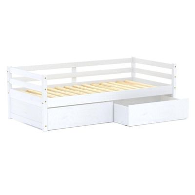 Cama Solteiro Dreams Com 02 Gavetas Madeira Maciça Branco Megamobilia