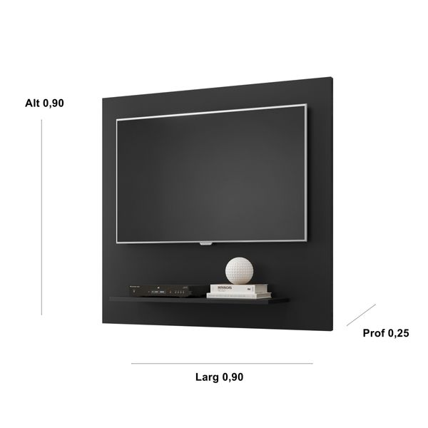 Painel Sala Flet Para TV Até 32P com Prateleira cor Preto - Comprar Móveis em Casa