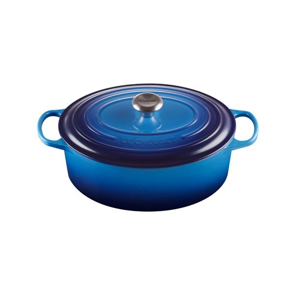 PANELA OVAL LE CREUSET SIGNATURE FERRO ESMALTADO 31CM AZURE BLUE 21178312202430