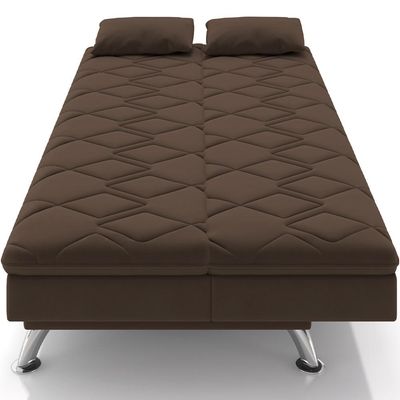 Sofá Cama para Sala de Estar Quarto 193cm Lia M03 Veludo Marrom - Lyam Decor