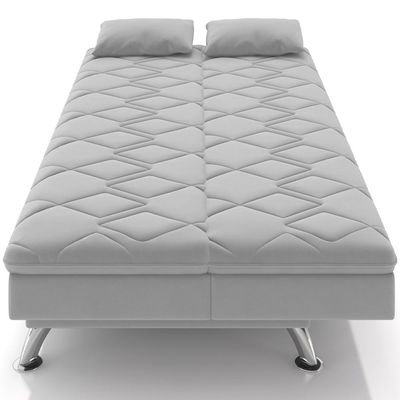 Sofá Cama para Sala de Estar Quarto 193cm Lia M03 Veludo Cinza - Lyam Decor